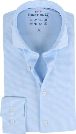 Pure Overhemd Functional Pied De Poule Blauw