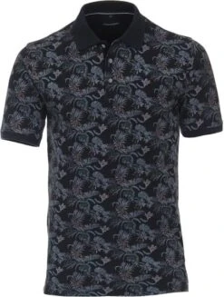 Casa Moda Polo Donkerblauw Bloemenprint -Kleding Kortingswinkel 73827 1 1