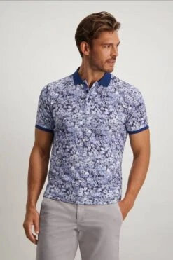 State Of Art Polo Pique Bloemenprint Donkerblauw -Kleding Kortingswinkel 73996 2 1
