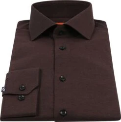 Suitable Overhemd Pique Bruin -Kleding Kortingswinkel 74166 3