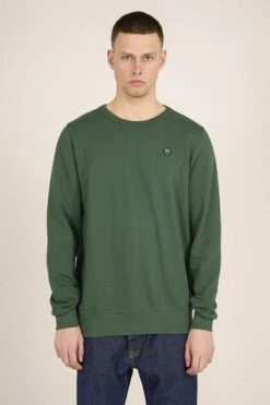 KnowledgeCotton Apparel Sweater Donkergroen -Kleding Kortingswinkel 74248 6