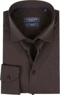 Ledub Tricot Overhemd Donkerbruin -Kleding Kortingswinkel 74328 1 1