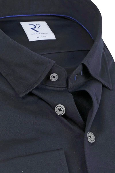 R2 Overhemd Uni Donkerblauw 4 R2 Overhemd Uni Donkerblauw - Afbeelding 2