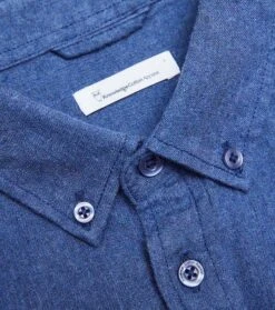 KnowledgeCotton Apparel Overhemd Donkerblauw -Kleding Kortingswinkel 74530 4