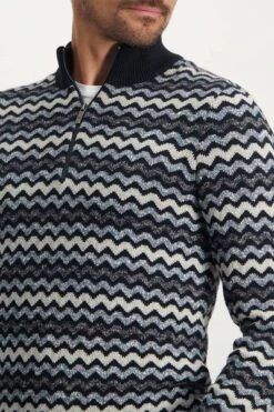 State Of Art Half Zip Donkerblauw Print -Kleding Kortingswinkel 74541 3