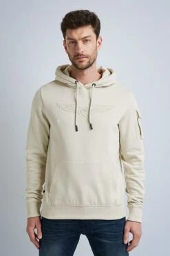 PME Legend Hoodie Brushed Fleece Lichtbeige -Kleding Kortingswinkel 74544 3 1