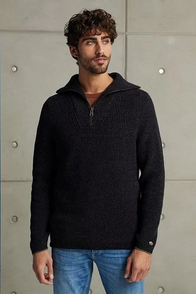 Cast Iron Half Zip Trui Zwart 8 Cast Iron Half Zip Trui Zwart - Afbeelding 6