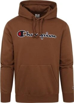 Champion Hoodie Logo Bruin -Kleding Kortingswinkel 74878 1 1