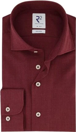 R2 Overhemd Merino Wol Bordeaux -Kleding Kortingswinkel 74923 1 1