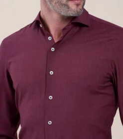 R2 Overhemd Merino Wol Bordeaux -Kleding Kortingswinkel 74923 3