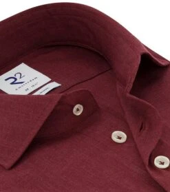 R2 Overhemd Merino Wol Bordeaux -Kleding Kortingswinkel 74923 4
