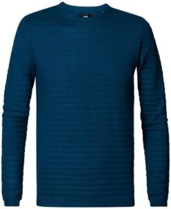 Petrol Trui Structuur Donkerblauw