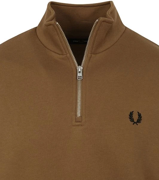 Fred Perry Half Zip Trui Bruin 4 Fred Perry Half Zip Trui Bruin - Afbeelding 2