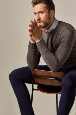 Profuomo Pullover Merinowol Taupe -Kleding Kortingswinkel 75183 3 1