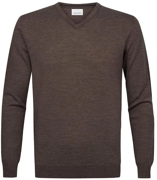 Profuomo Pullover V-Hals Merinowol Taupe 3 Profuomo Pullover V-Hals Merinowol Taupe