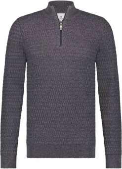 State Of Art Half Zip Structuur Donkerblauw