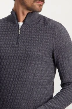 State Of Art Half Zip Structuur Donkerblauw -Kleding Kortingswinkel 75267 3