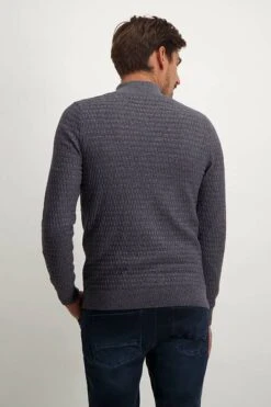 State Of Art Half Zip Structuur Donkerblauw -Kleding Kortingswinkel 75267 4