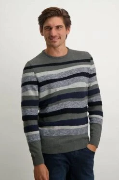 State Of Art Jacquard Trui Streep Grijs -Kleding Kortingswinkel 75274 2 1