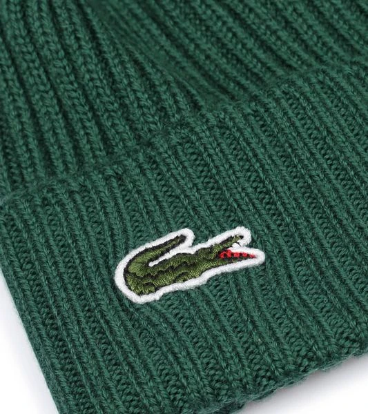 Lacoste Knitted Muts Wol Donkergroen 4 Lacoste Knitted Muts Wol Donkergroen - Afbeelding 2