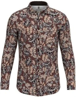 Desoto Overhemd Bloemenprint Bruin -Kleding Kortingswinkel 75542 1 1
