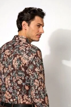 Desoto Overhemd Bloemenprint Bruin -Kleding Kortingswinkel 75542 2 1