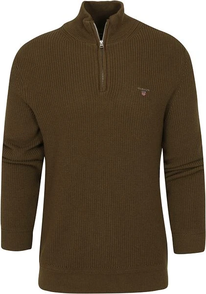 Gant Halfzip Wol Donkergroen 3 Gant Halfzip Wol Donkergroen