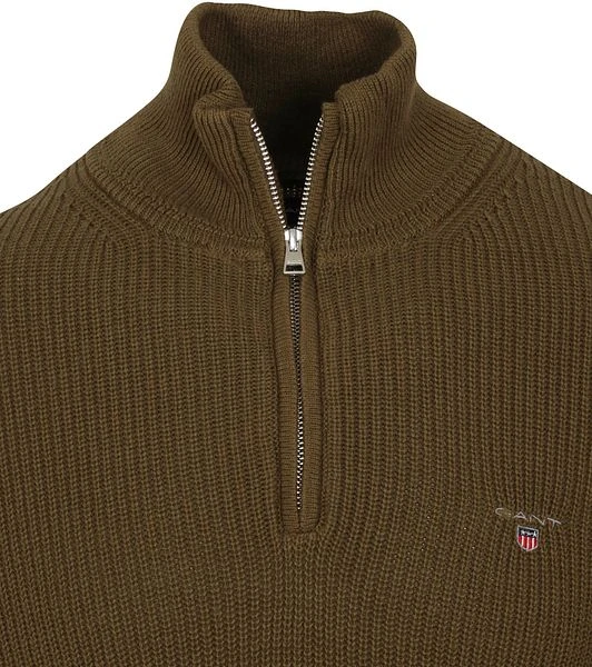 Gant Halfzip Wol Donkergroen 4 Gant Halfzip Wol Donkergroen - Afbeelding 2