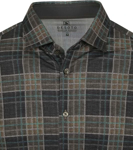 Desoto Overhemd Ruiten Beige 8 Desoto Overhemd Ruiten Beige - Afbeelding 6