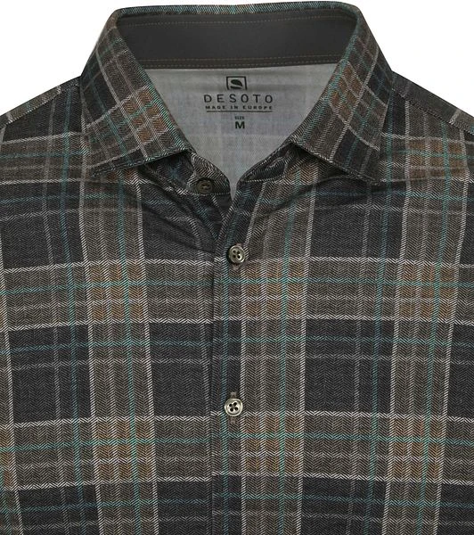 Desoto Overhemd Ruiten Beige 4 Desoto Overhemd Ruiten Beige - Afbeelding 2