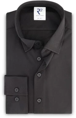 R2 Overhemd Knitted PiquÃ© Zwart -Kleding Kortingswinkel 75877 1 1