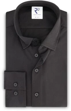 R2 Overhemd Knitted PiquÃ© Zwart