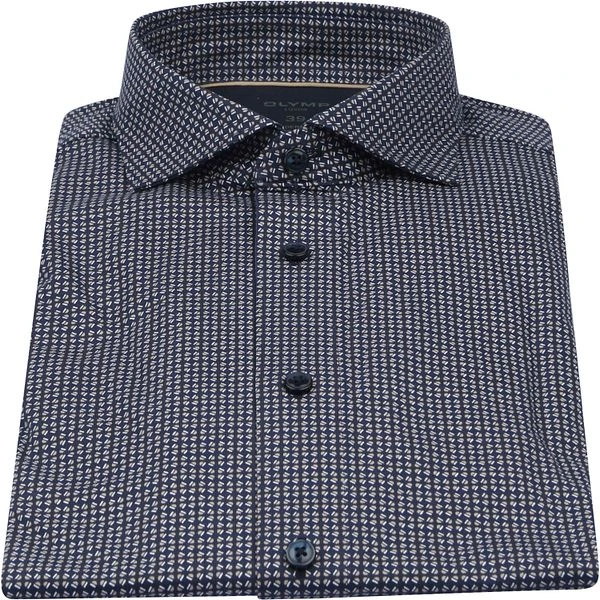 Olymp Luxor Overhemd Figuren Navy 6 Olymp Luxor Overhemd Figuren Navy - Afbeelding 4