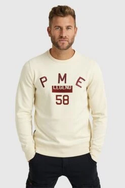 PME Legend Sweater Off-White -Kleding Kortingswinkel 75907 5