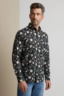 Vanguard Overhemd Bloemen Zwart -Kleding Kortingswinkel 75922 4