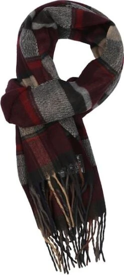 Suitable Heren Sjaal Ruit Bruin Bordeaux -Kleding Kortingswinkel 75942 1 1