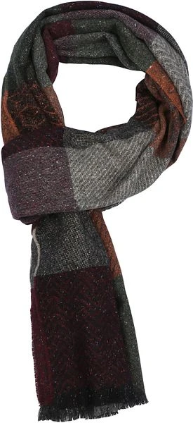 Suitable Herensjaal Wolmix Cubes Groen Rood Grijs 3 Suitable Herensjaal Wolmix Cubes Groen Rood Grijs