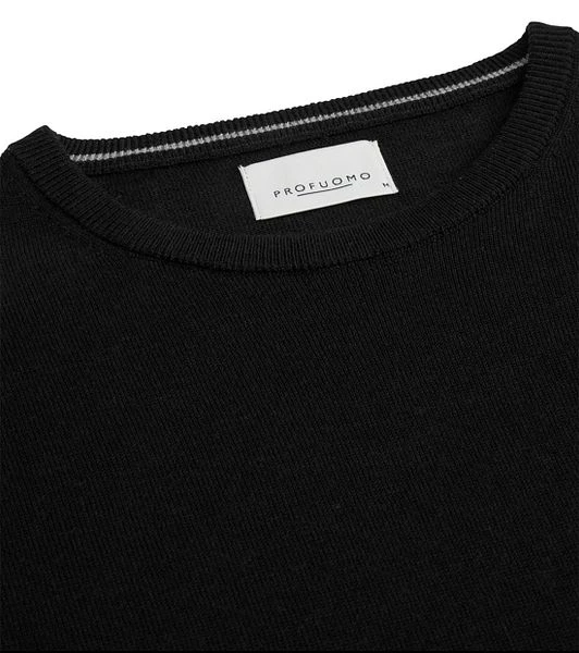 Profuomo Pullover Merinowol Zwart 4 Profuomo Pullover Merinowol Zwart - Afbeelding 2