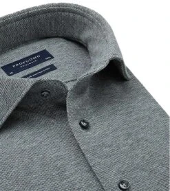 Profuomo Knitted Overhemd Melange Antraciet -Kleding Kortingswinkel 76151 2 1