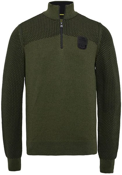 PME Legend Half Zip Trui Knitted Structuur Olijfgroen 3 PME Legend Half Zip Trui Knitted Structuur Olijfgroen