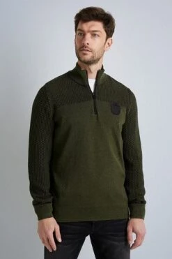 PME Legend Half Zip Trui Knitted Structuur Olijfgroen 13 PME Legend Half Zip Trui Knitted Structuur Olijfgroen -Kleding Kortingswinkel 76274 3 1