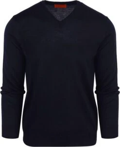 Suitable Pullover V-Hals Wol Donkerblauw