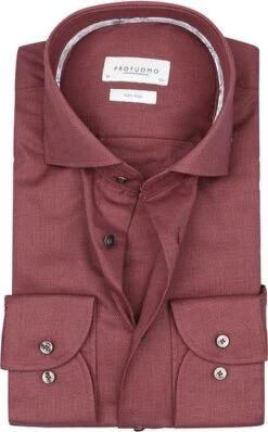 Profuomo Dobby Overhemd Bordeaux -Kleding Kortingswinkel 76627 1 1