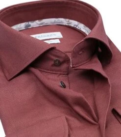 Profuomo Dobby Overhemd Bordeaux -Kleding Kortingswinkel 76627 2 1