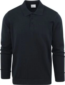 KnowledgeCotton Apparel Poloshirt Lange Mouwen Navy -Kleding Kortingswinkel 76661 1 1