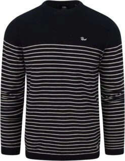 Petrol Trui Streep Donkerblauw