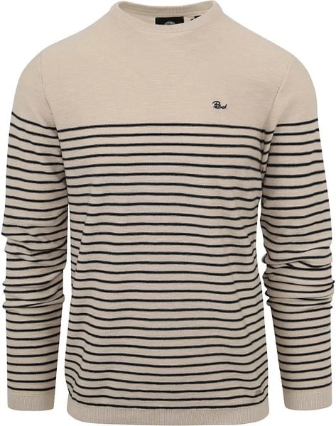 Petrol Trui Streep Beige 7 Petrol Trui Streep Beige - Afbeelding 5
