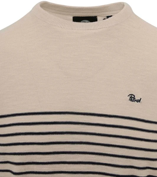 Petrol Trui Streep Beige 4 Petrol Trui Streep Beige - Afbeelding 2
