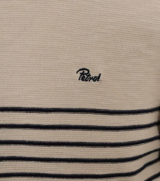 Petrol Trui Streep Beige 5 Petrol Trui Streep Beige - Afbeelding 3