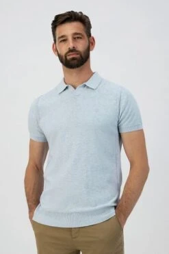 Dstrezzed Polo Melange Slub Lichtblauw -Kleding Kortingswinkel 76840 2 1